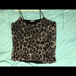 Old Navy Leopard Print Cami with Beading Deco.